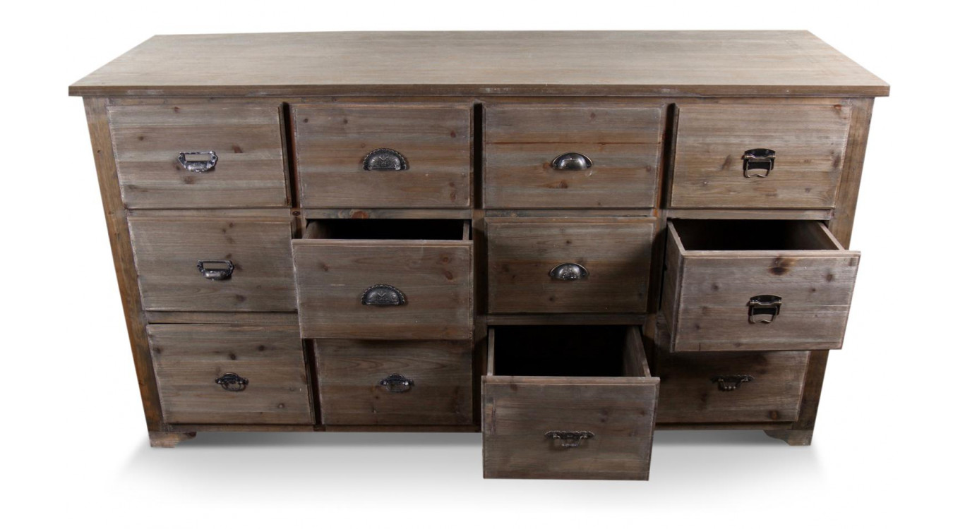 Wochenmöbel Chiffonnier Grainetier Holz 12 Schubladen 167x54x91cm