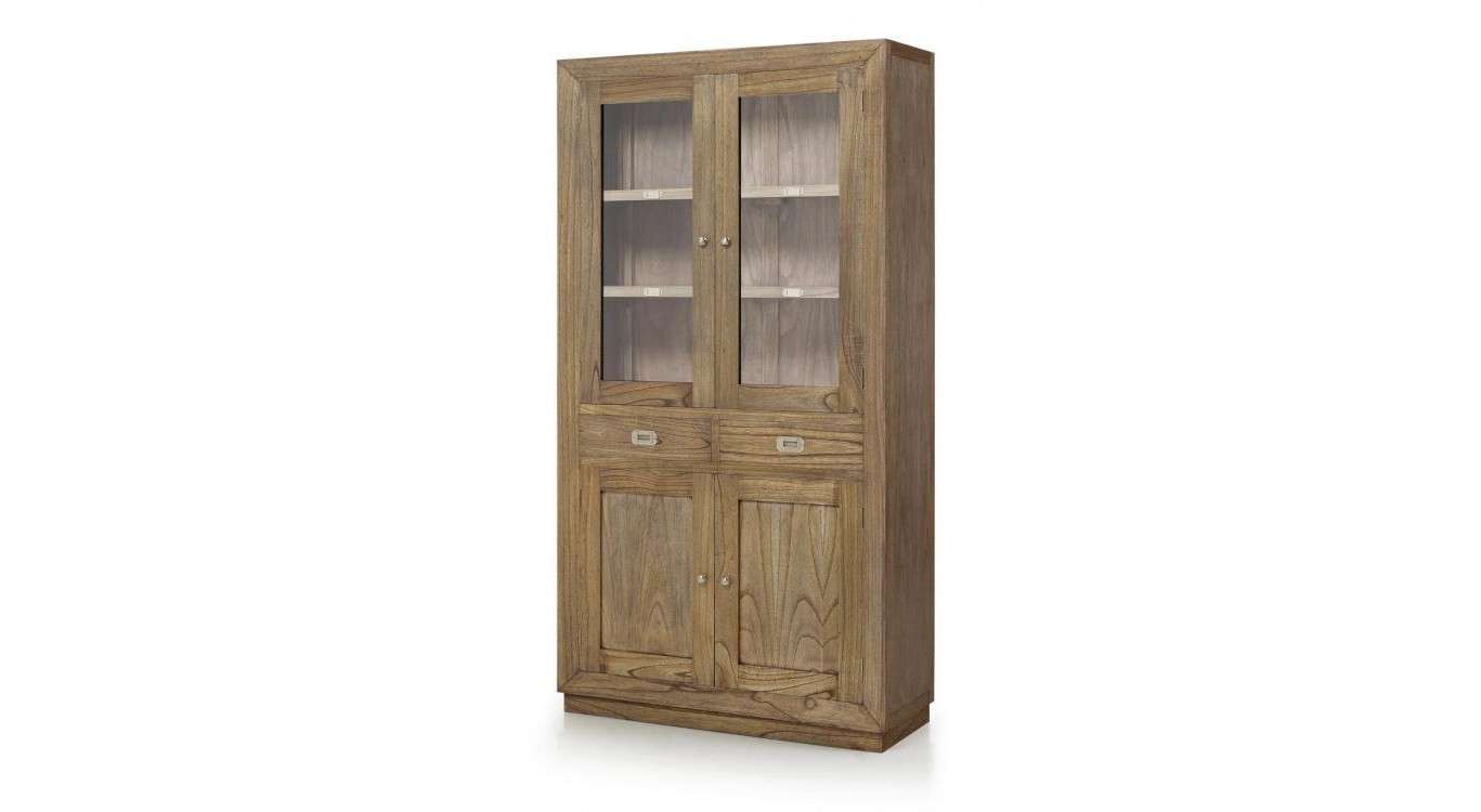 Geschirrschrank mit 2 Schubladen Holz Bronze Braun 100x40x190cm