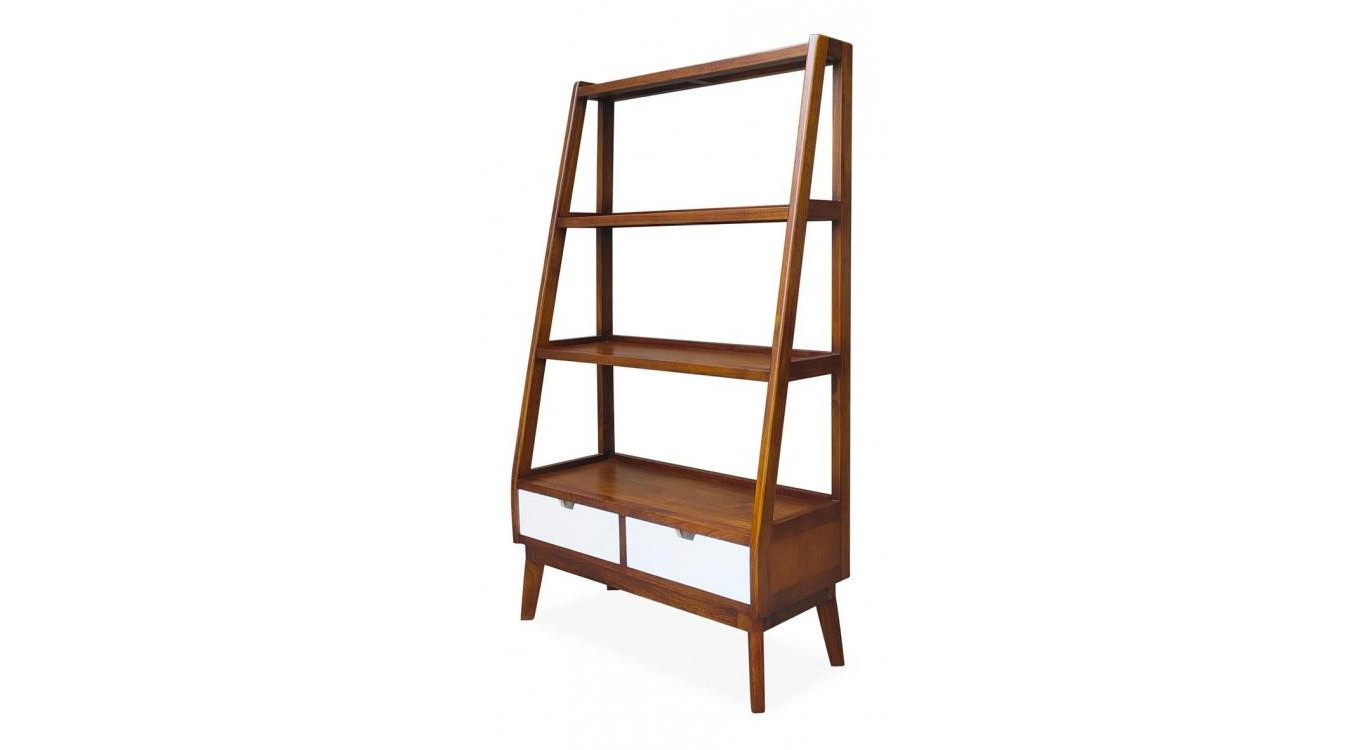 Libreria a 2 cassetti in legno marrone 100x40x170cm