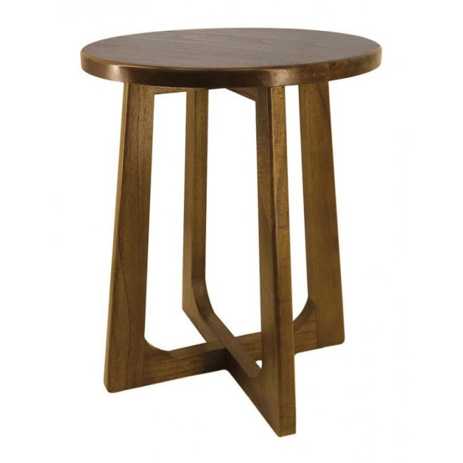 Consola Redonda Madera Marrón 45x45x55cm