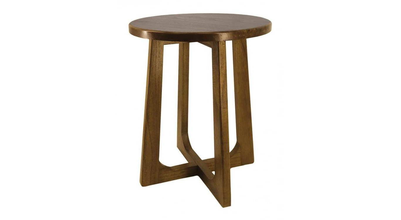 Consola Redonda Madera Marrón 45x45x55cm