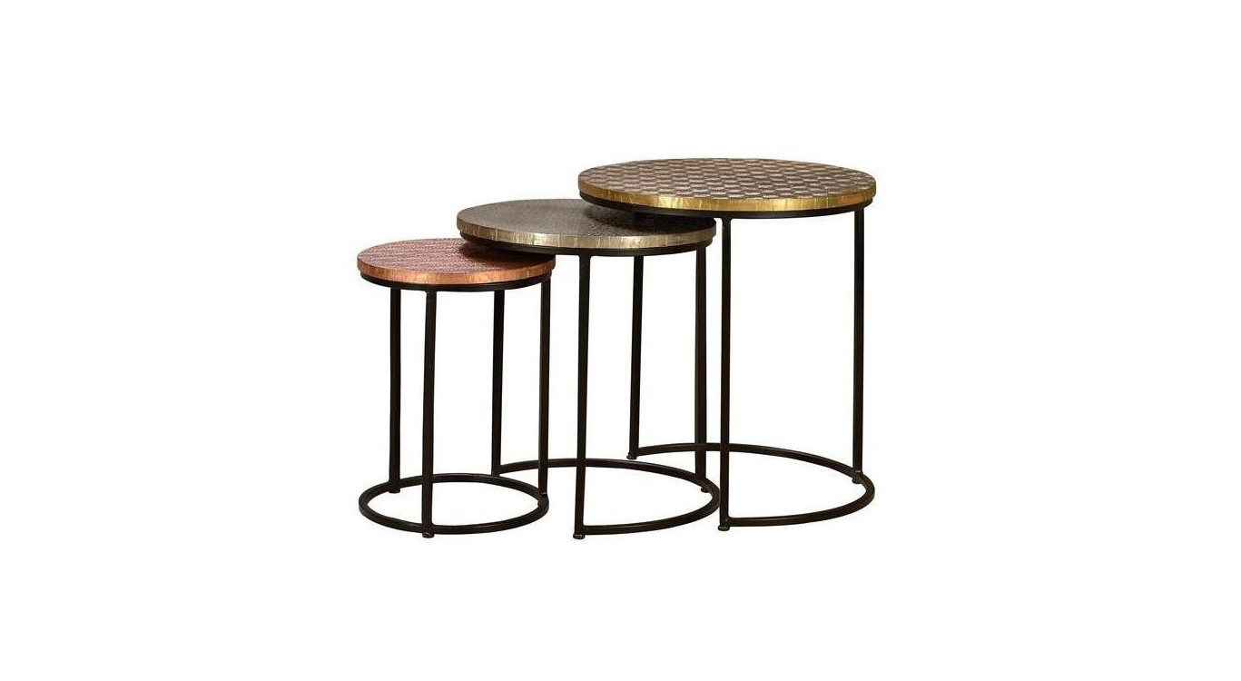 3er-Set Eisen Schwarz 45x111x49cm
