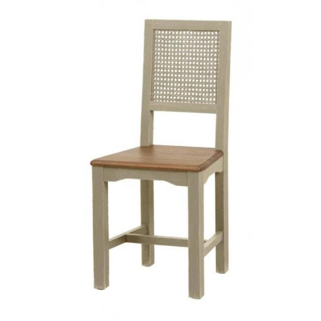 Silla de madera Asiento de madera Respaldo de caña