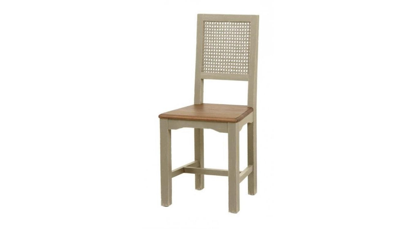 Silla de madera Asiento de madera Respaldo de caña