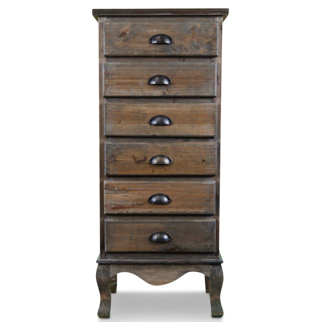 Wochenendmöbel Chiffonnier Holz 6 Schubladen 45.5x36x108cm