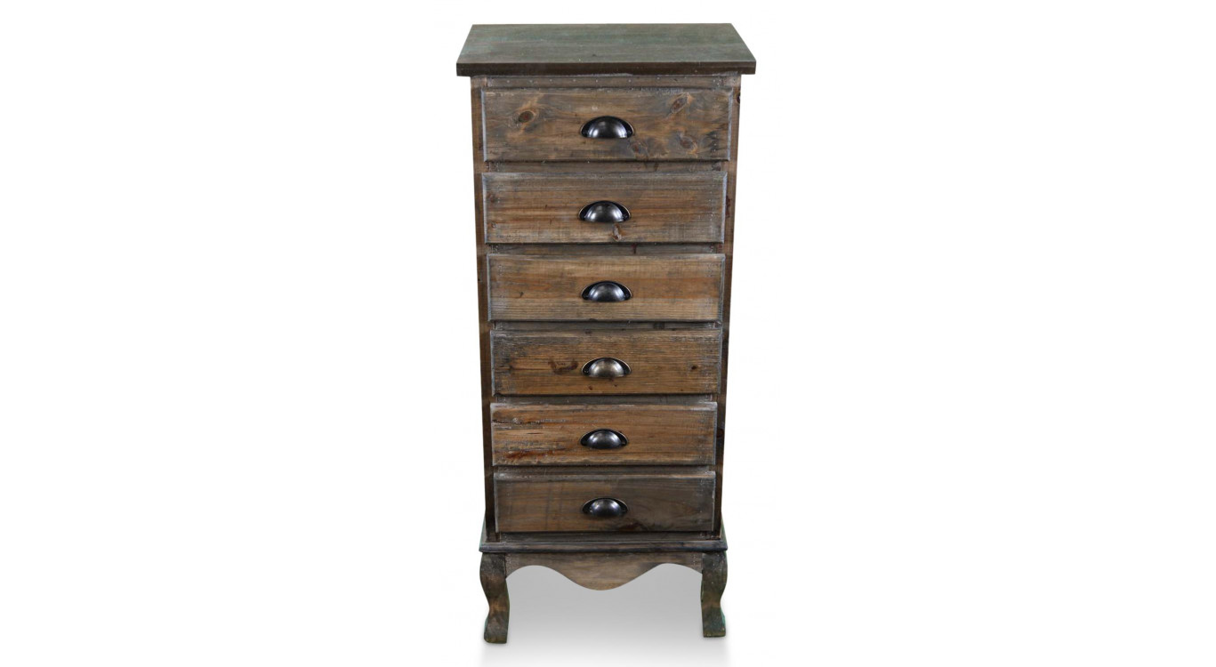 Wochenendmöbel Chiffonnier Holz 6 Schubladen 45.5x36x108cm