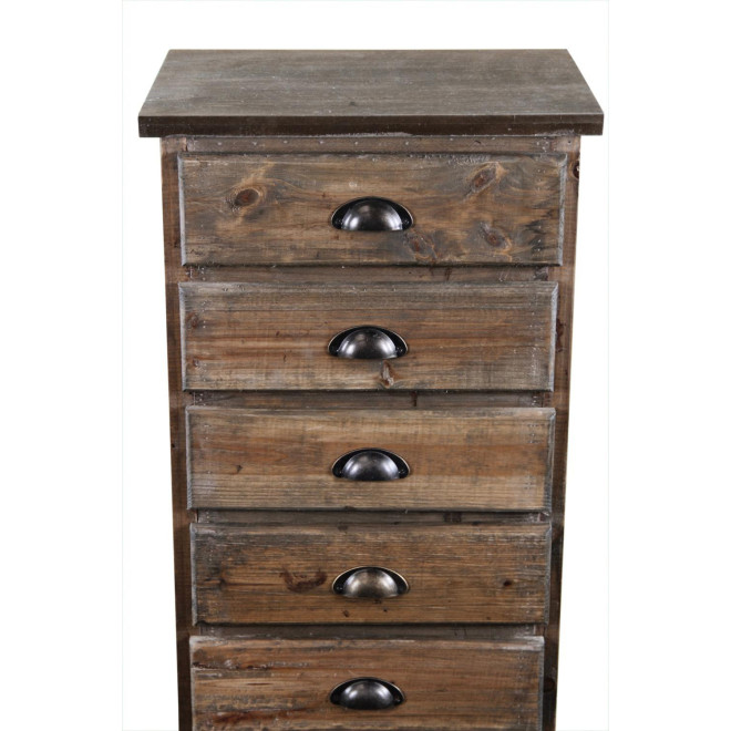 Meuble Semainier Chiffonnier Bois 6 Tiroirs 45.5x36x108cm