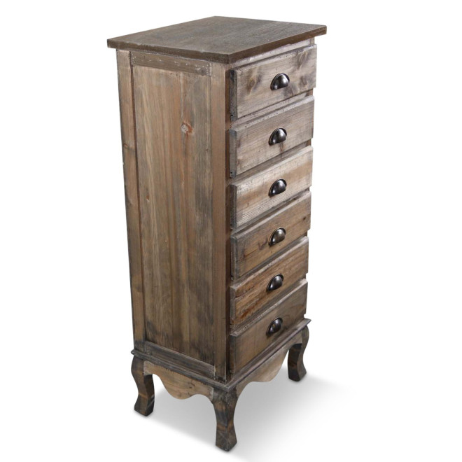 Wochenendmöbel Chiffonnier Holz 6 Schubladen 45.5x36x108cm