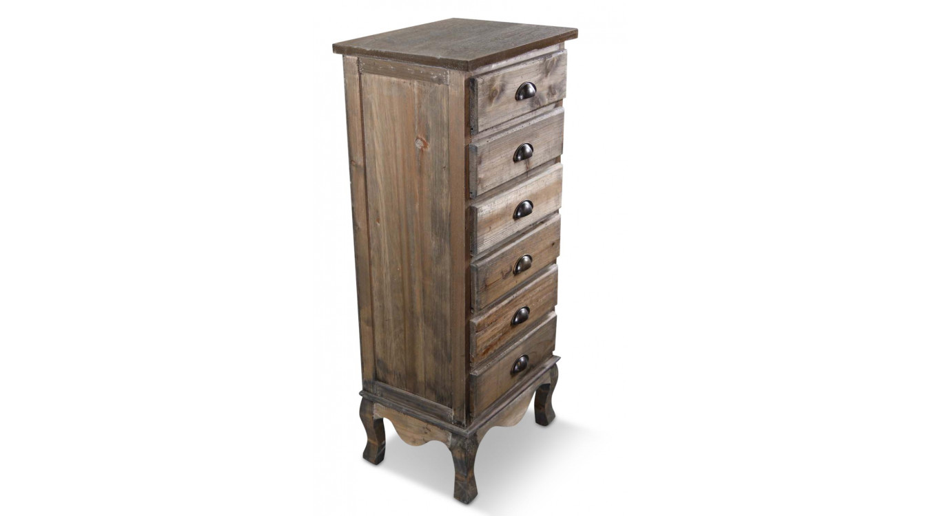 Wochenendmöbel Chiffonnier Holz 6 Schubladen 45.5x36x108cm