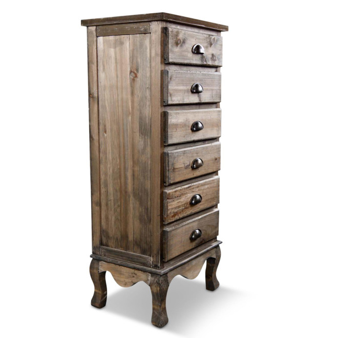 Wochenendmöbel Chiffonnier Holz 6 Schubladen 45.5x36x108cm