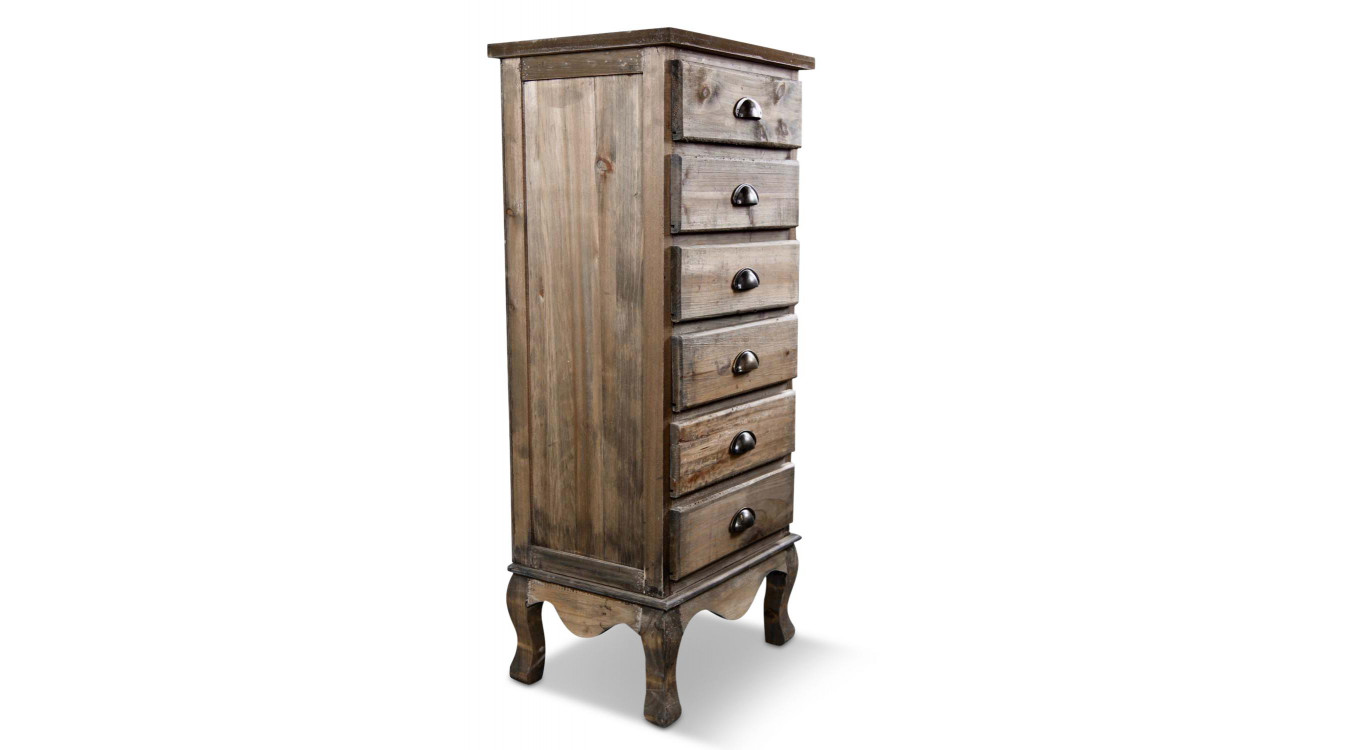Wochenendmöbel Chiffonnier Holz 6 Schubladen 45.5x36x108cm