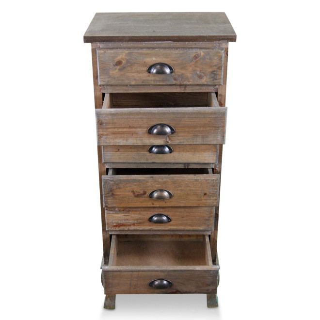 Wochenendmöbel Chiffonnier Holz 6 Schubladen 45.5x36x108cm