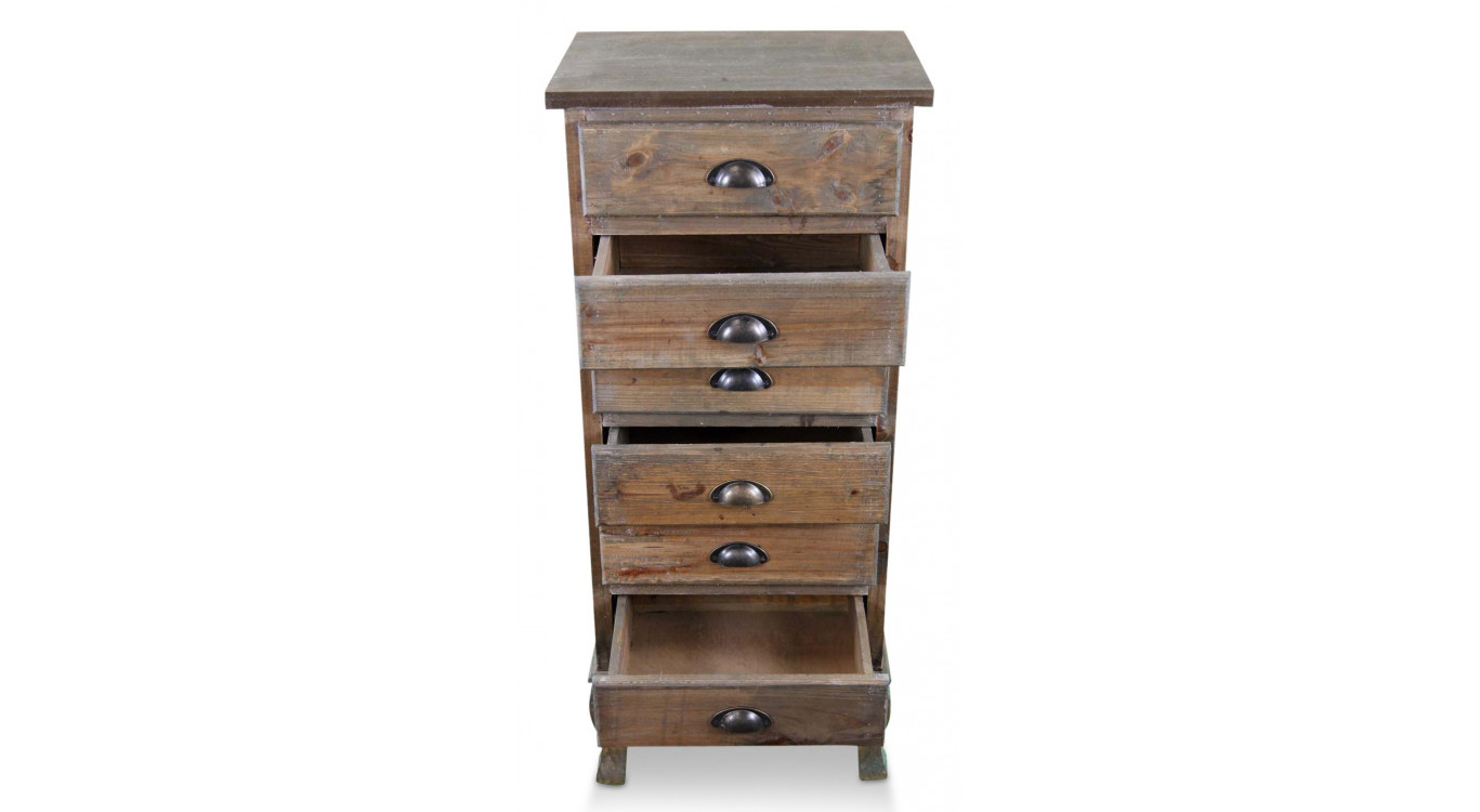 Wochenendmöbel Chiffonnier Holz 6 Schubladen 45.5x36x108cm