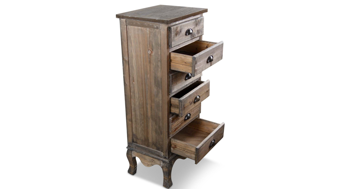 Wochenendmöbel Chiffonnier Holz 6 Schubladen 45.5x36x108cm
