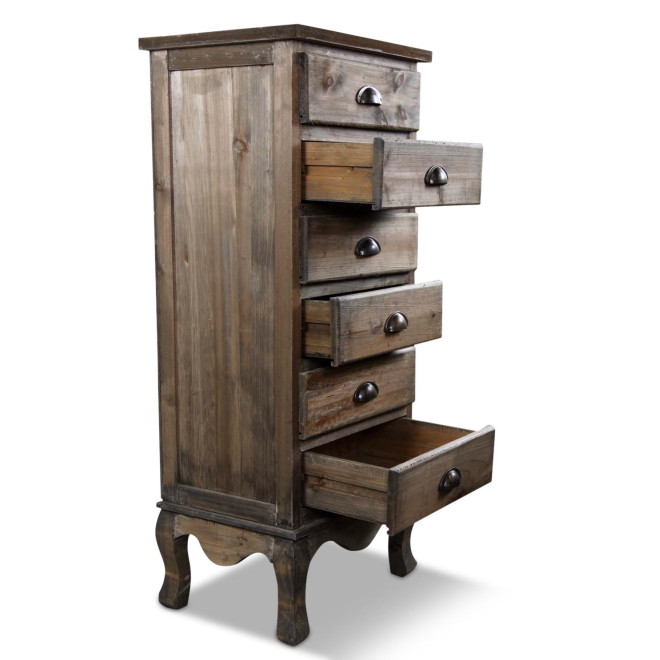 Wochenendmöbel Chiffonnier Holz 6 Schubladen 45.5x36x108cm