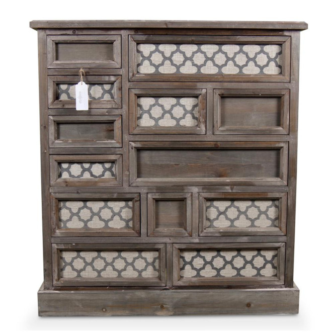 Meuble Semainier Chiffonnier Grainetier Bois 13 Tiroirs Nu 87x32x96.5cm