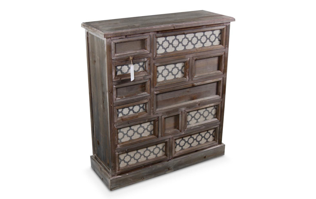 Meuble Semainier Chiffonnier Grainetier Bois 13 Tiroirs Nu 87x32x96.5cm