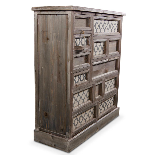 Meuble Semainier Chiffonnier Grainetier Bois 13 Tiroirs Nu 87x32x96.5cm