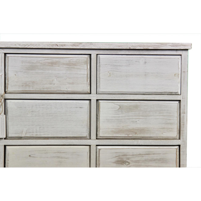 Wochenmöbel Chiffonnier Grainetier Bois 12 Schubladen Cerusé Blanc Nu 101x31.5x75cm