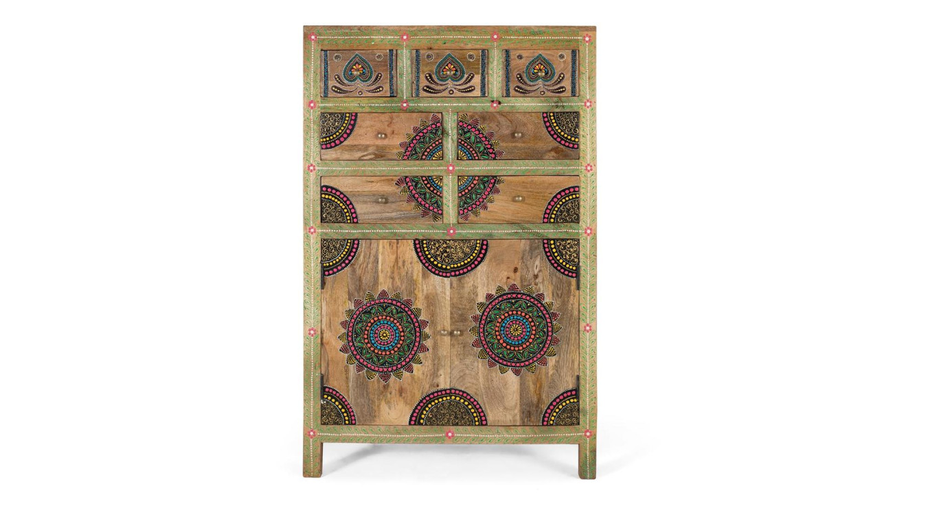 Buffet 7 tiroirs 2 portes Bois Marron