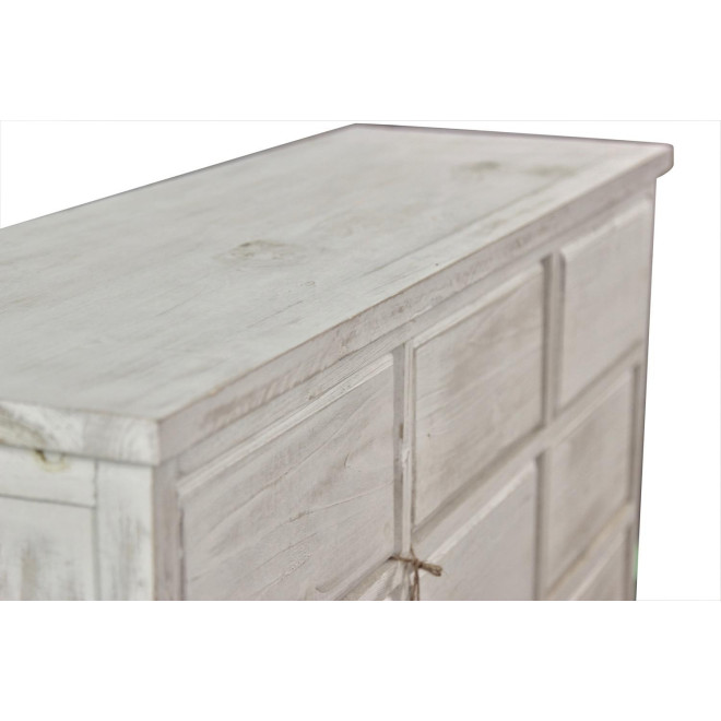 Wochenmöbel Chiffonnier Grainetier Bois 12 Schubladen Cerusé Blanc Nu 101x31.5x75cm