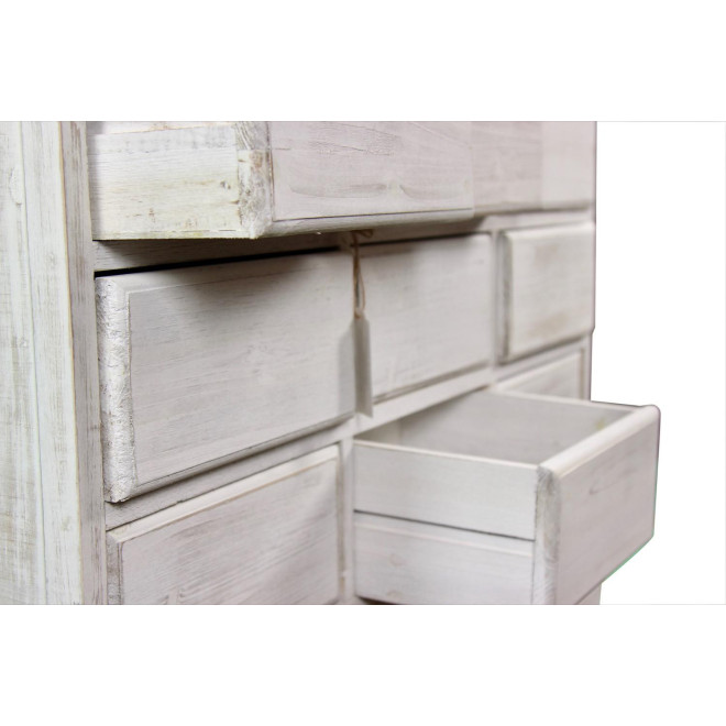 Wochenmöbel Chiffonnier Grainetier Bois 12 Schubladen Cerusé Blanc Nu 101x31.5x75cm