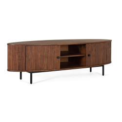 Meuble TV 2 portes Bois Marron