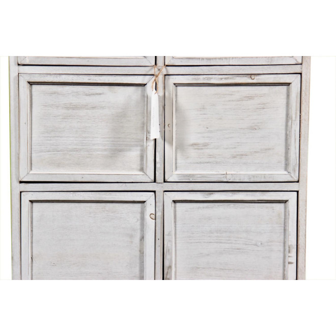 Meuble Semainier Chiffonnier Grainetier Bois 6 Tiroirs Cerusé Blanc Nu 58x40.5x76cm