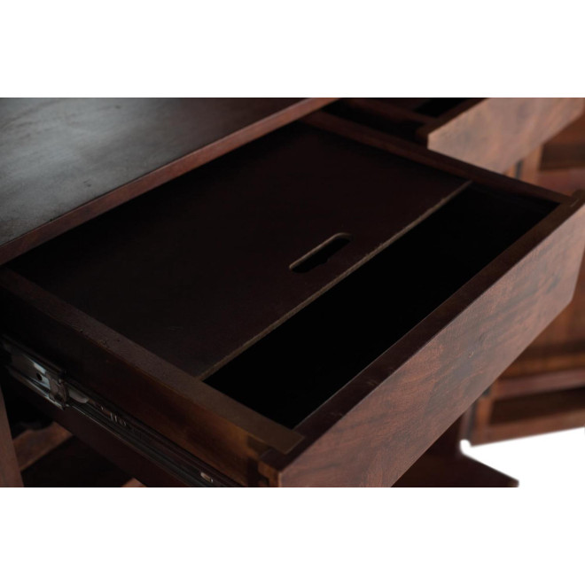 Meuble rangement bouteilles 2 tiroirs 2 portes Bois Marron