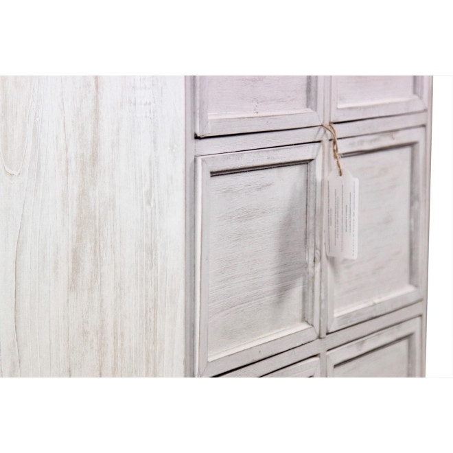 Meuble Semainier Chiffonnier Grainetier Bois 6 Tiroirs Cerusé Blanc Nu 58x40.5x76cm