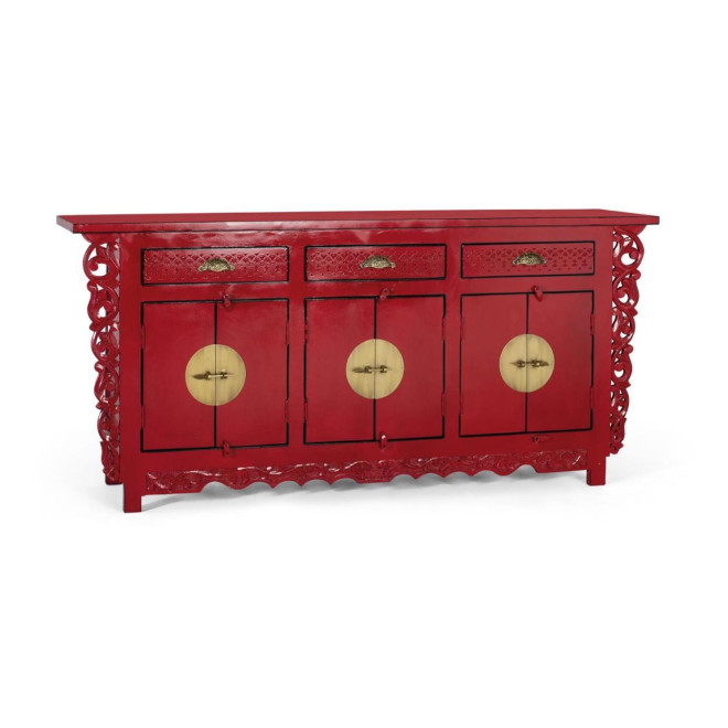 Bahut 3 tiroirs 6 portes Bois Rouge
