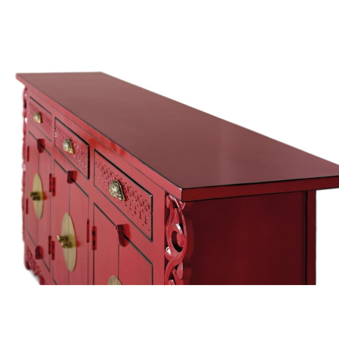 Bahut 3 tiroirs 6 portes Bois Rouge