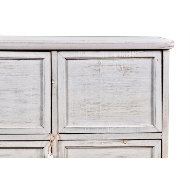 Meuble Semainier Chiffonnier Grainetier Bois 6 Tiroirs Cerusé Blanc Nu 58x40.5x76cm