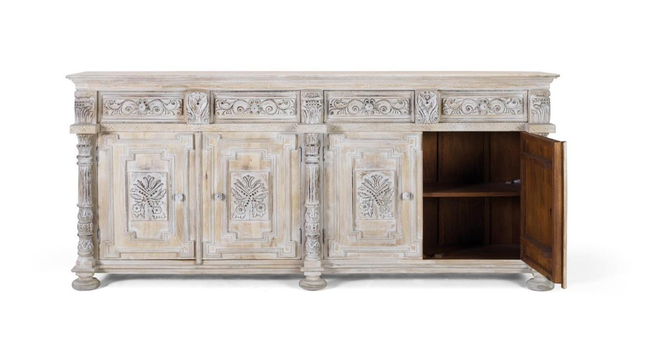 Bahut 4 tiroirs 4 portes Bois Beige