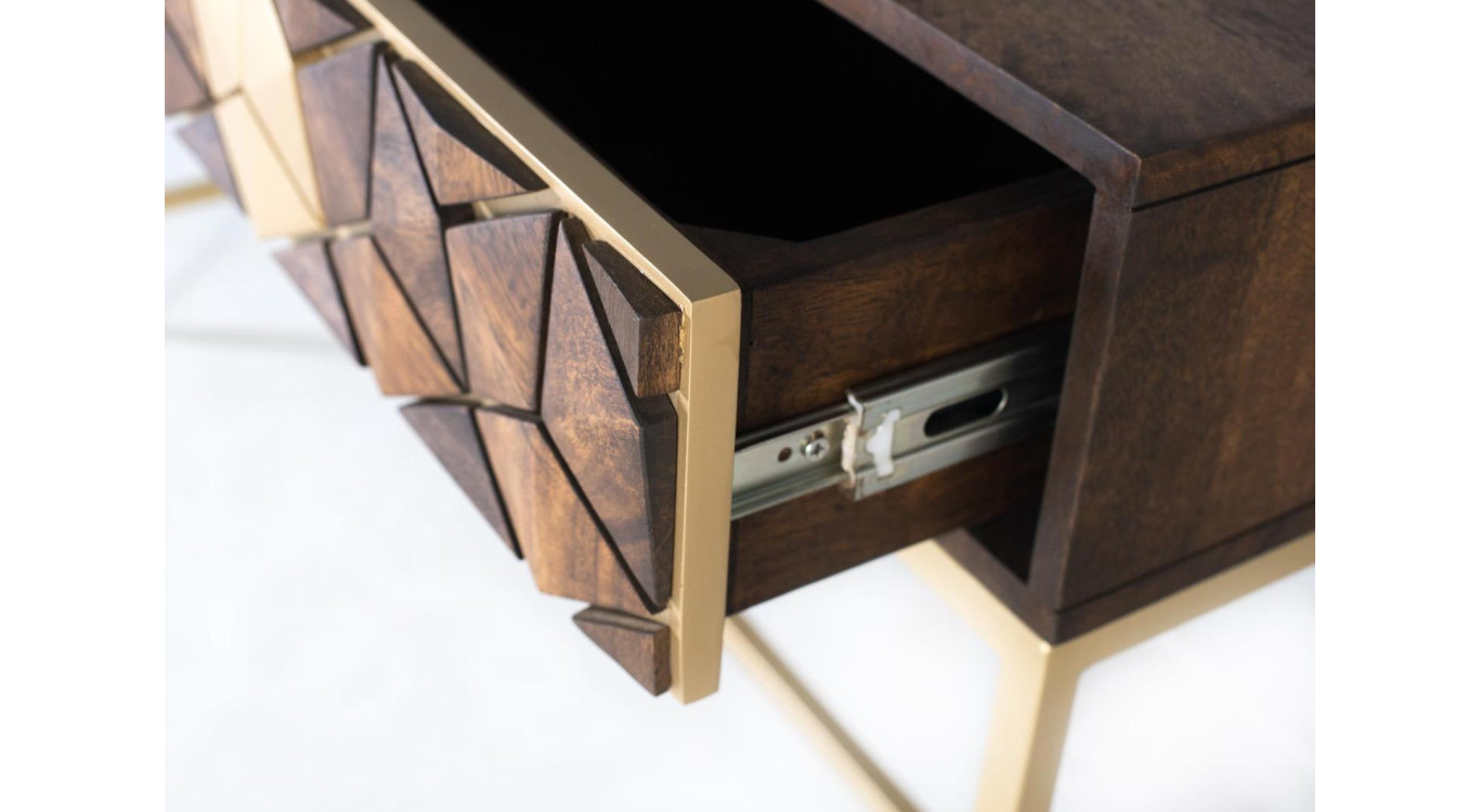 Console 2 tiroirs Bois Marron