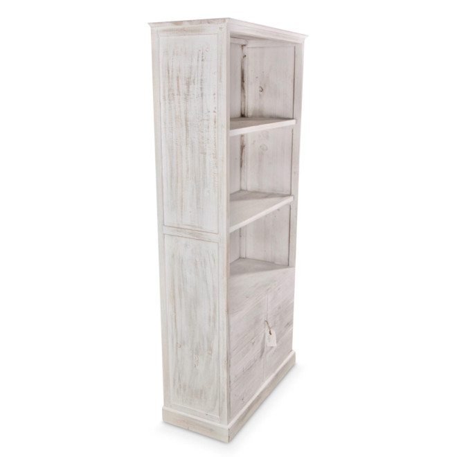 Buffet Vaisselier Rangement Bois 6 Tiroirs Cerusé Blanc Nu 78x34x168cm