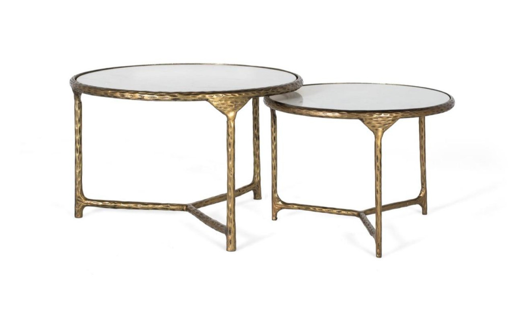 Lot de 2 tables basses Fer Or