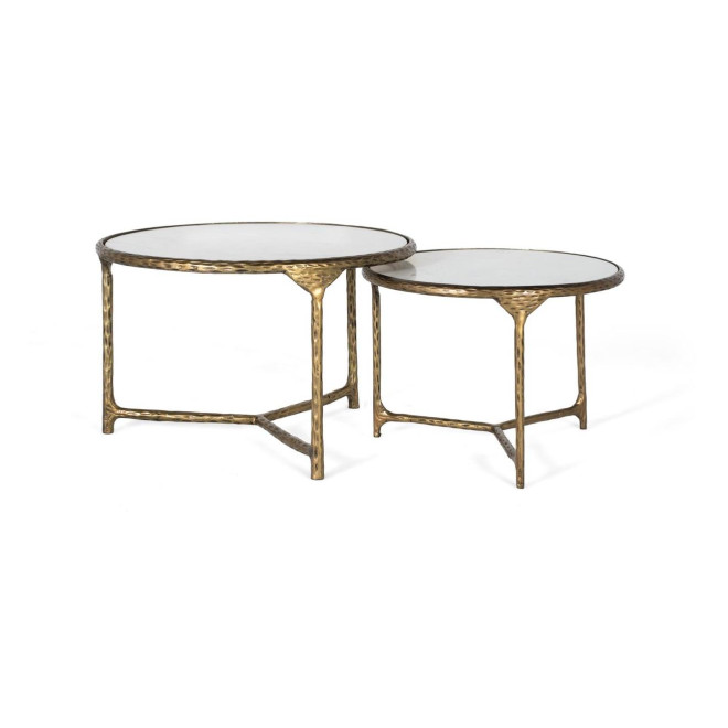 Lot de 2 tables basses Fer Or