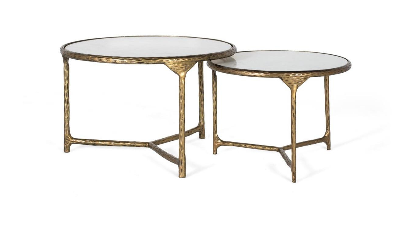 Lot de 2 tables basses Fer Or