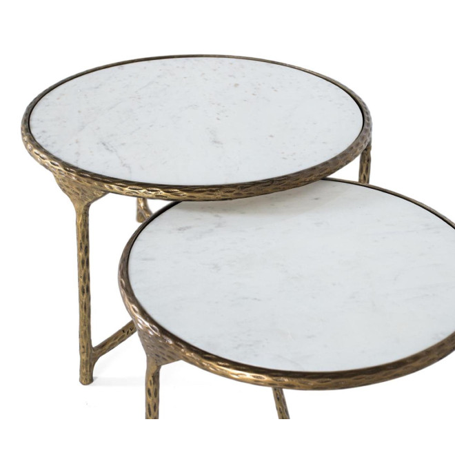 Lot de 2 tables basses Fer Or