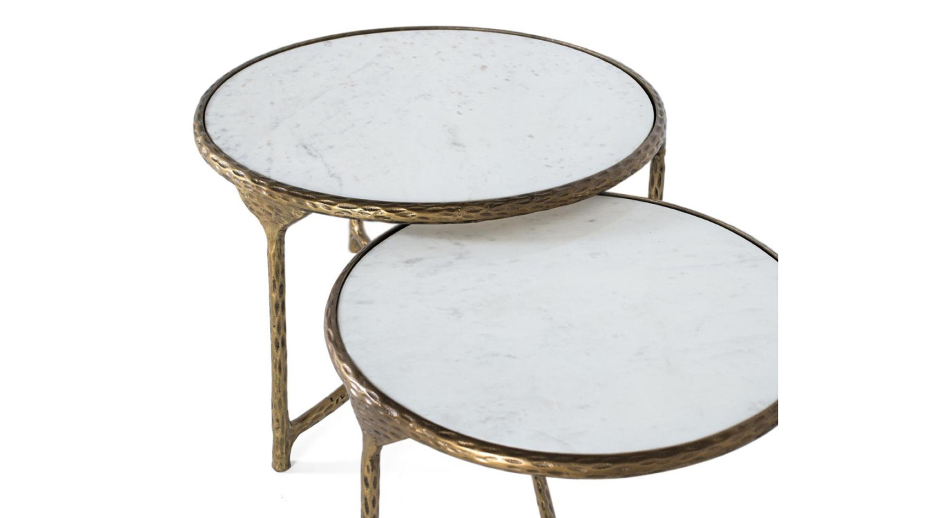 Lot de 2 tables basses Fer Or