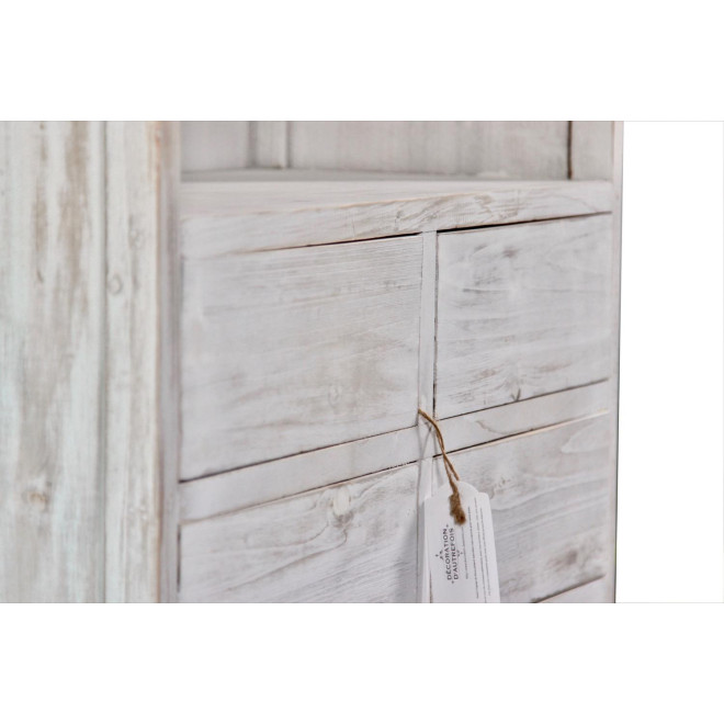 Buffet Vaisselier Rangement Bois 6 Tiroirs Cerusé Blanc Nu 78x34x168cm