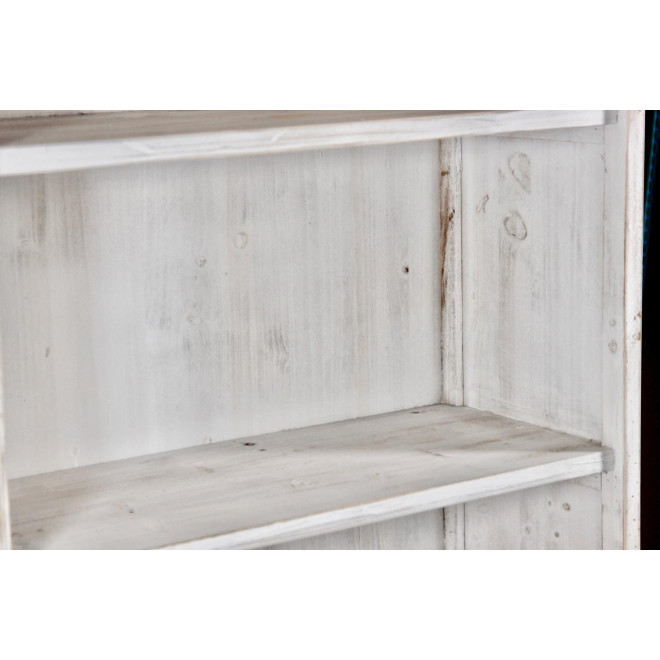 Buffet Vaisselier Rangement Bois 6 Tiroirs Cerusé Blanc Nu 78x34x168cm