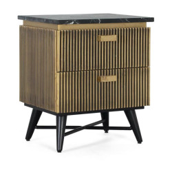 Table de chevet 2 tiroirs Bois Or