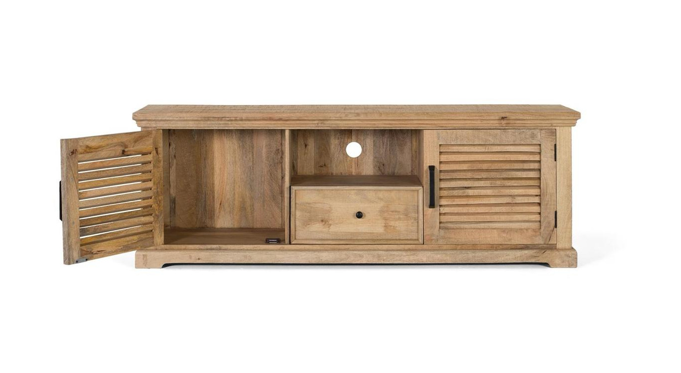 Meuble TV 1 Tiroir 2 portes Bois Marron