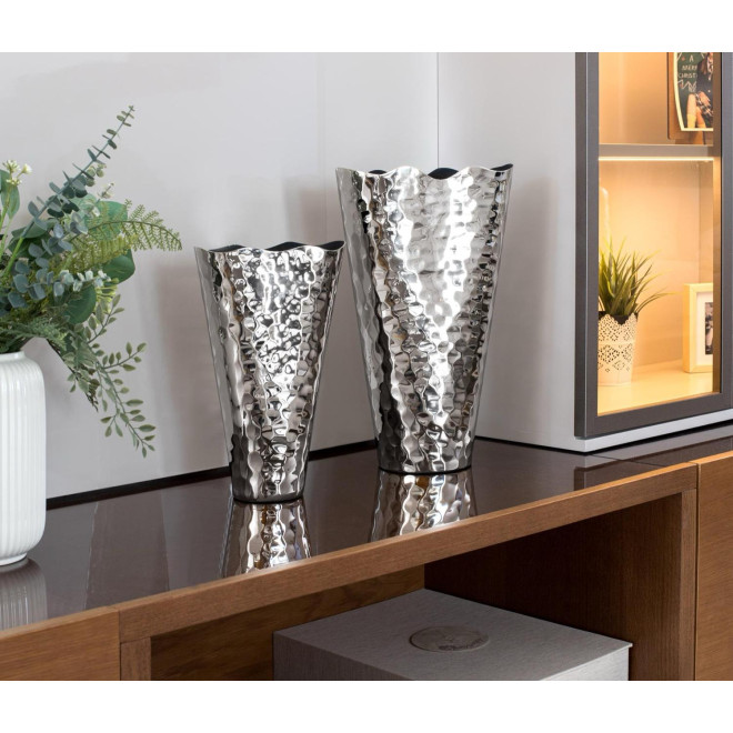 Lot de 2 vases Aluminium Argent