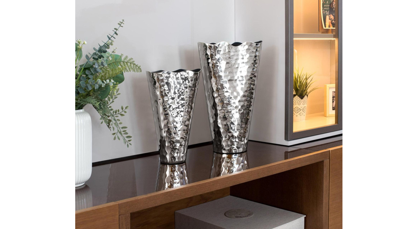 Lot de 2 vases Aluminium Argent