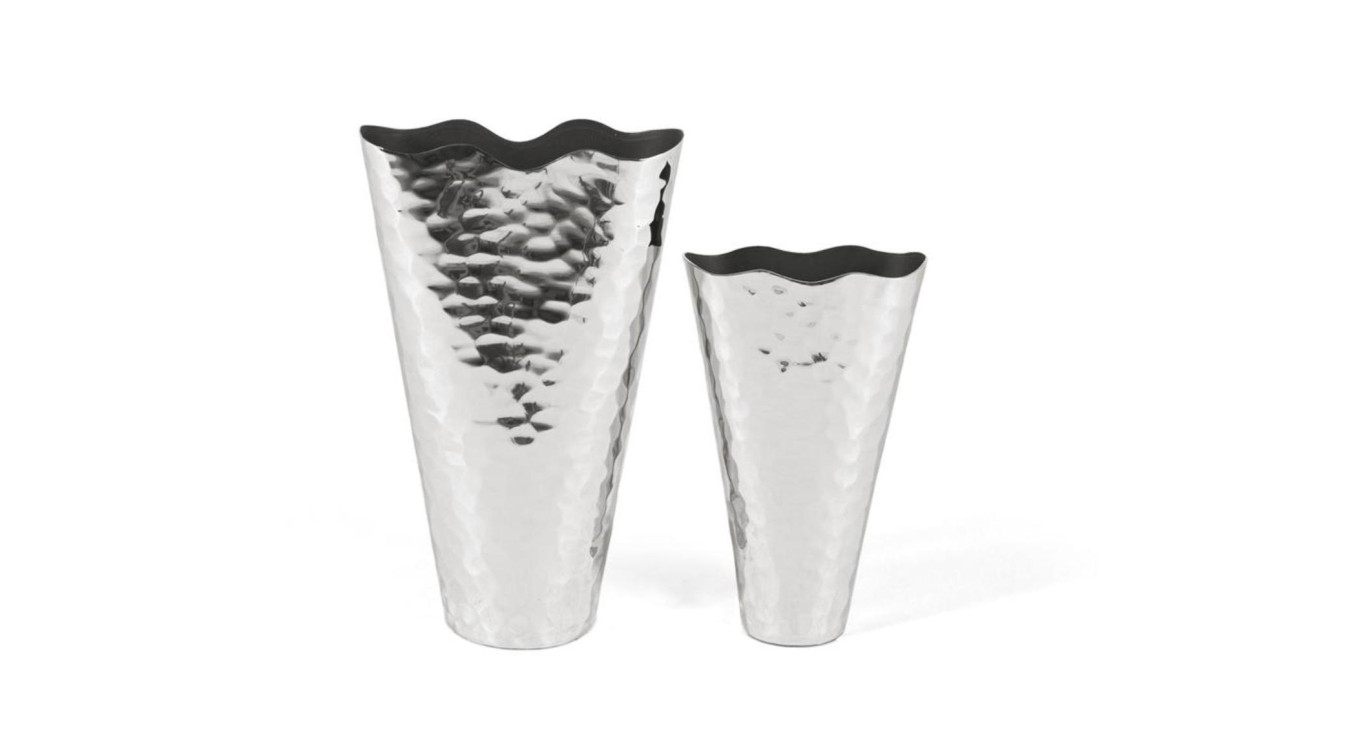 Lot de 2 vases Aluminium Argent