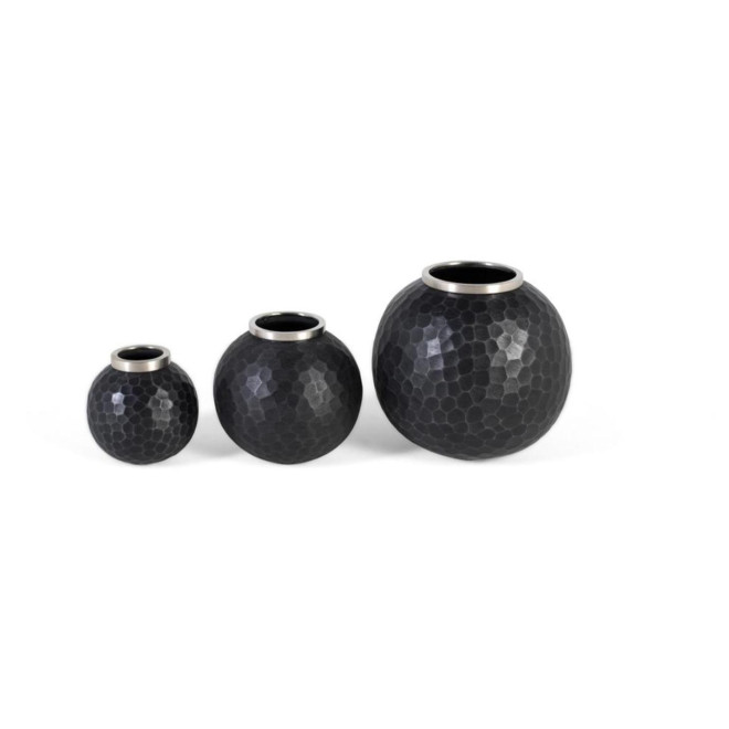 Lot de 3 vases Aluminium Noir