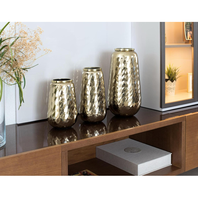 Lot de 3 vases Aluminium Or
